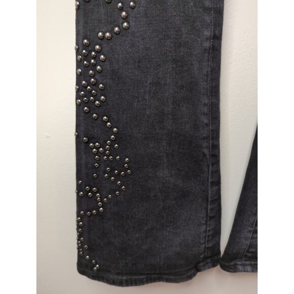 Free people love forever cowgirl studded embellished gray denim flare jeans 25 - Picture 5 of 13